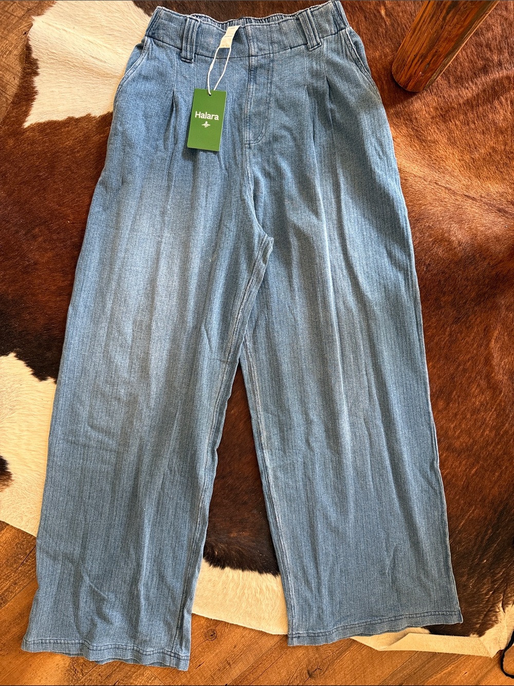 HALARA Light Wash Wide Leg Denim Pants